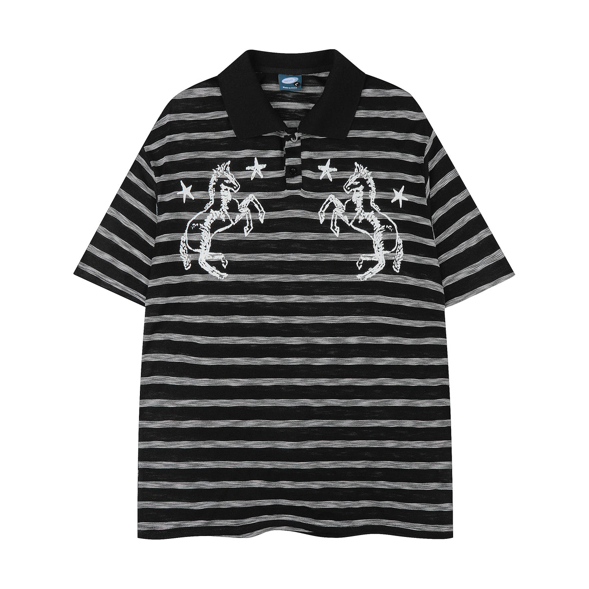 Twin Pegasus Star Striped Polo Shirt - Seldom Seen Styles
