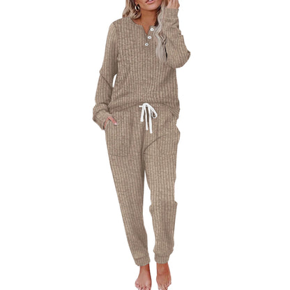 Tenues deux pièces pour femmes Ensembles de détente Sweat-shirt boutonné Pantalon de survêtement Ensemble de survêtement avec poches