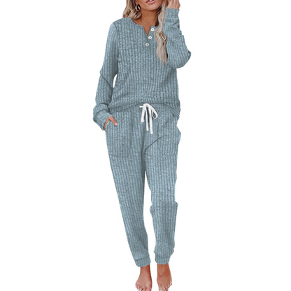 Tenues deux pièces pour femmes Ensembles de détente Sweat-shirt boutonné Pantalon de survêtement Ensemble de survêtement avec poches