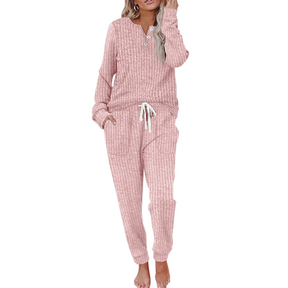 Tenues deux pièces pour femmes Ensembles de détente Sweat-shirt boutonné Pantalon de survêtement Ensemble de survêtement avec poches