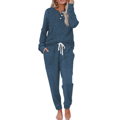 Tenues deux pièces pour femmes Ensembles de détente Sweat-shirt boutonné Pantalon de survêtement Ensemble de survêtement avec poches