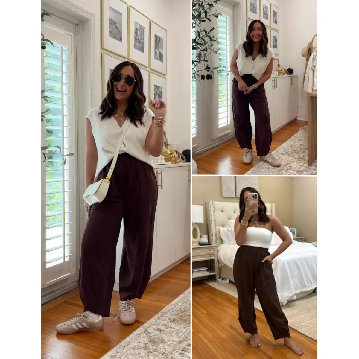UANEO Women's Baggy Wideleg Pants Casual Elastic Waisted Palazzo Harem Pants with Pockets - Seldom Seen Styles