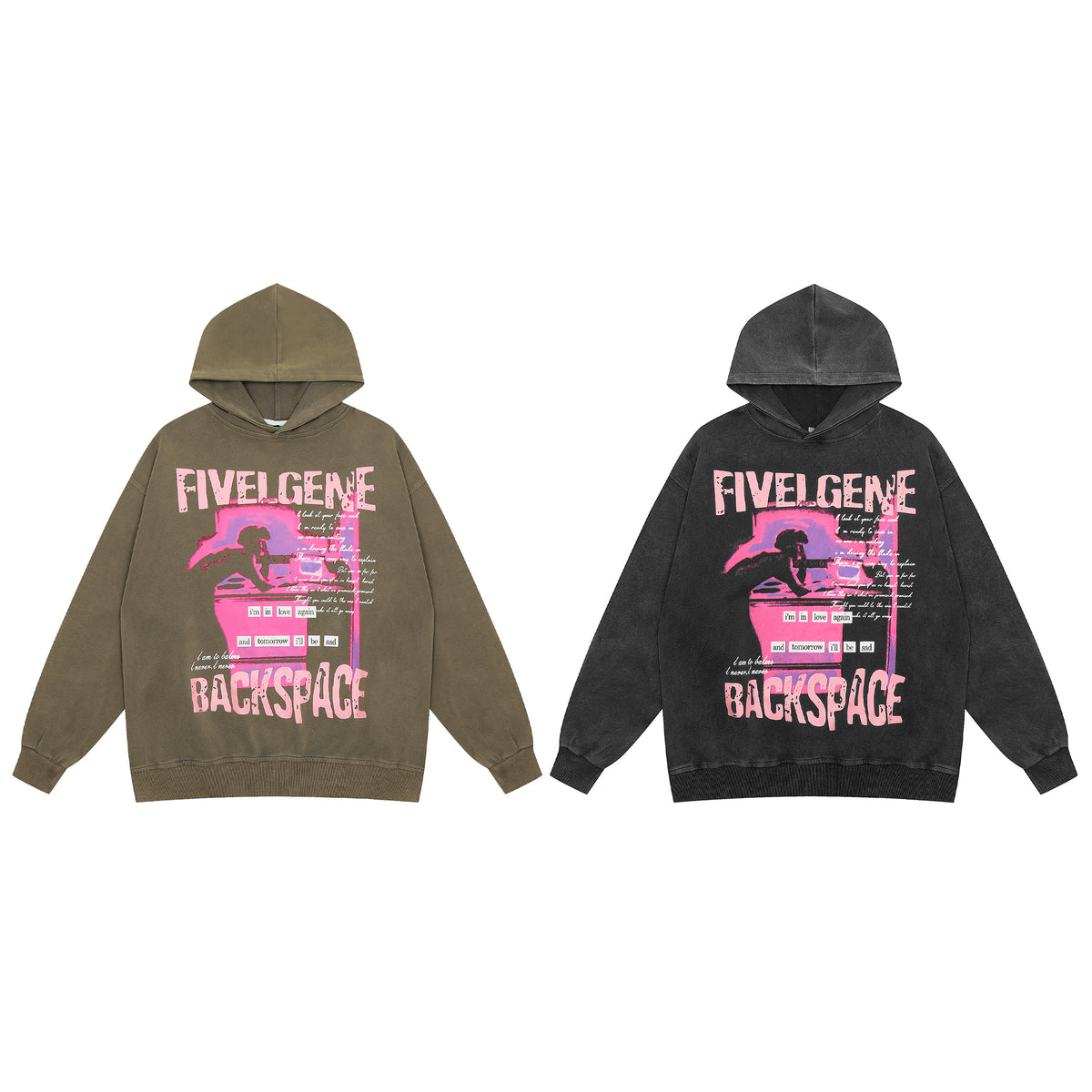 UNSHAKABLE 'FIVELGENE' BACKSPACE Film Graphic Washed Hoodie - Seldom Seen Styles