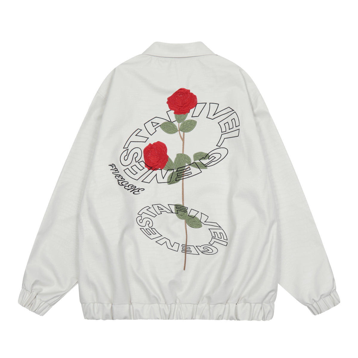 "UNSHAKABLE 'FIVELGENE' Rose Graphic Coaches Jacket" - Seldom Seen Styles