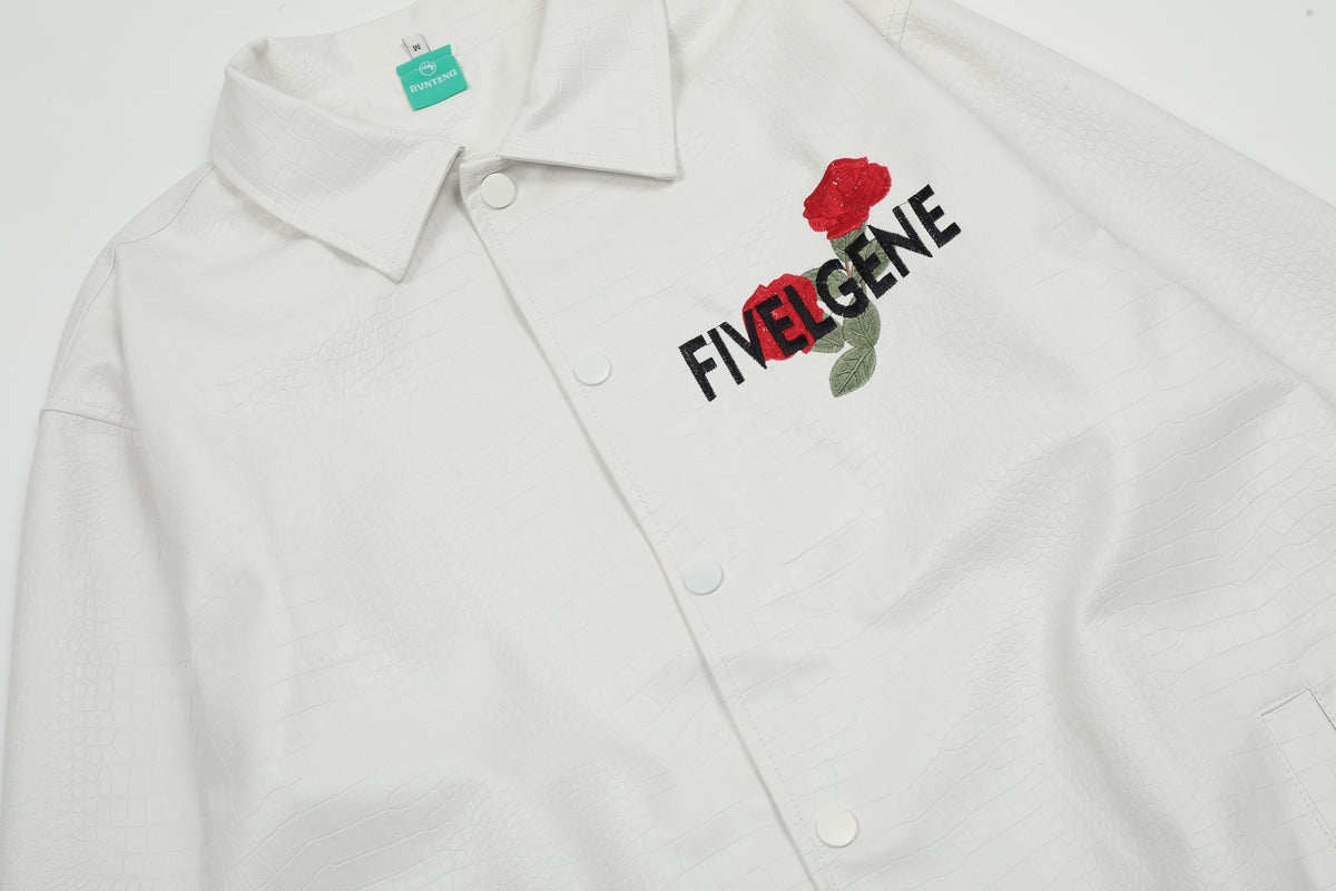"UNSHAKABLE 'FIVELGENE' Rose Graphic Coaches Jacket" - Seldom Seen Styles