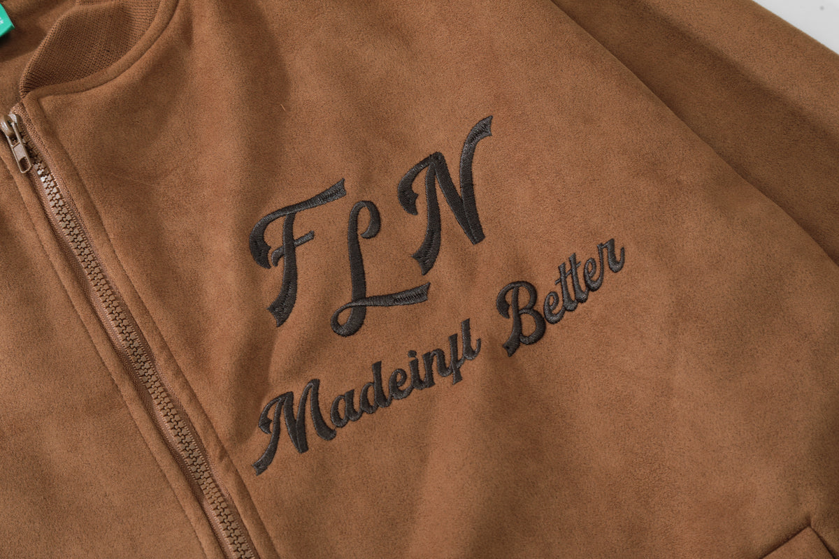 "UNSHAKABLE 'Madeinyt Better' Suede Bomber Jacket" - Seldom Seen Styles