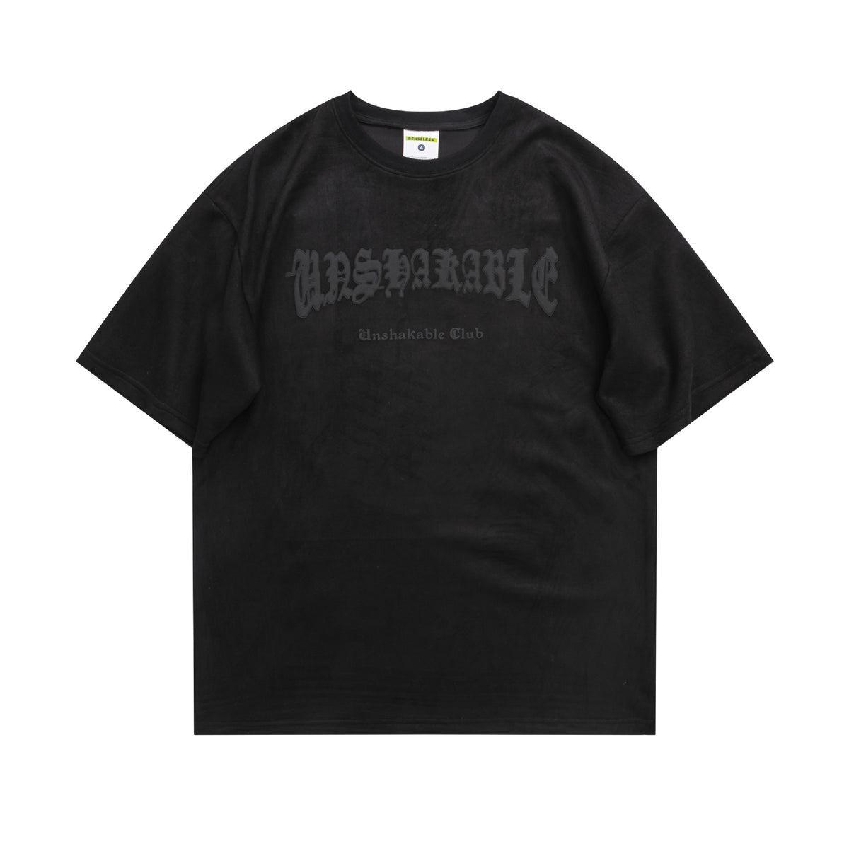 "UNSHAKABLE Suede Embossed Logo Oversized Tee | Brown" - Seldom Seen Styles