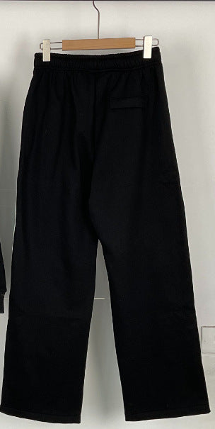 Unisex Embroidered Track Suit Quarter Zip Jacket and Wide Leg Sweatpants Streetwear Two Piece Set