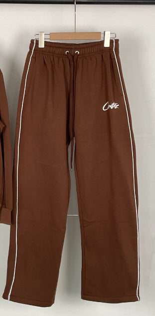 Unisex Embroidered Track Suit Quarter Zip Jacket and Wide Leg Sweatpants Streetwear Two Piece Set - Seldom Seen Styles