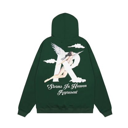 Unisex Oversized Graphic Hoodie Casual Streetwear Sweatshirt Letter Print Pullover Hooded Jumper for Men and Women