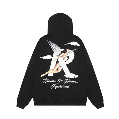 Unisex Oversized Graphic Hoodie Casual Streetwear Sweatshirt Letter Print Pullover Hooded Jumper for Men and Women
