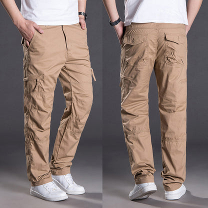 Unisex Plus Size Cargo Pants Straight Leg Multi-Pocket Outdoor Loose Casual Trousers Spring Summer Streetwear Outfit