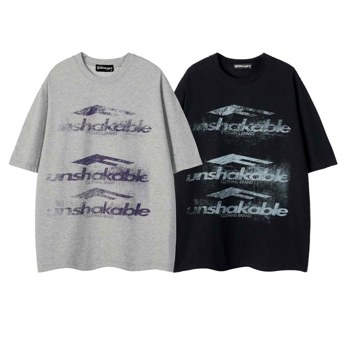 Unshakable Triple Logo Distressed Print Oversized Tee Vintage Washed Streetwear Short Sleeve T-Shirt - Seldom Seen Styles