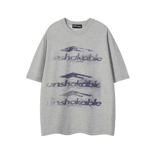 Unshakable Triple Logo Distressed Print Oversized Tee Vintage Washed Streetwear Short Sleeve T-Shirt - Seldom Seen Styles
