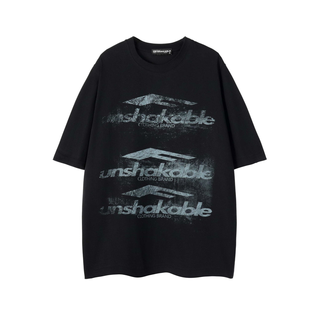 Unshakable Triple Logo Distressed Print Oversized Tee Vintage Washed Streetwear Short Sleeve T-Shirt - Seldom Seen Styles