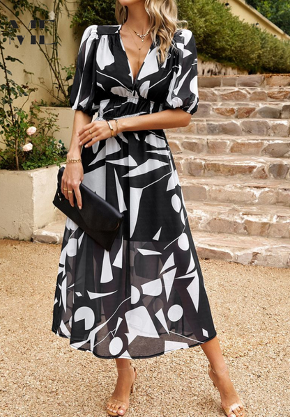 Women's Floral Print Dress with Botanical Design and Relaxed Fit