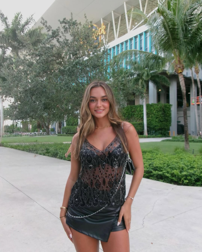 Cristina Embellished Top - Black