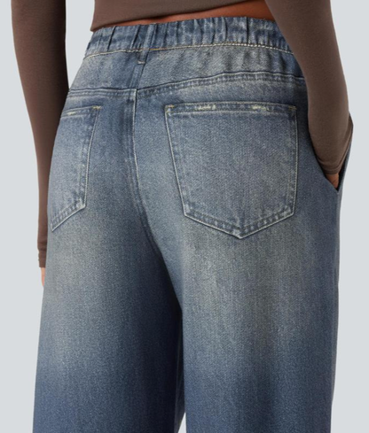 Women's Wide Leg Jeans High Waist Loose Fit Denim Pants Casual Street Style Summer Outfit