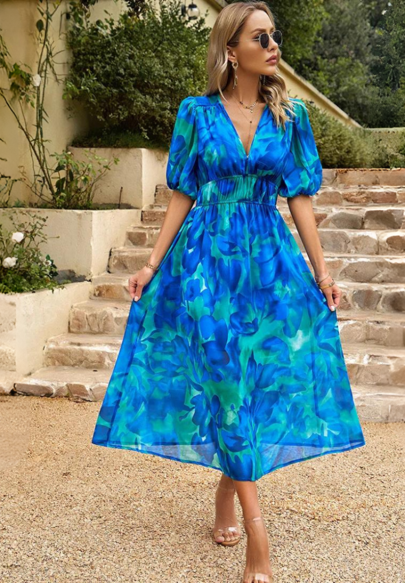Women's Floral Print Dress with Botanical Design and Relaxed Fit - Seldom Seen Styles