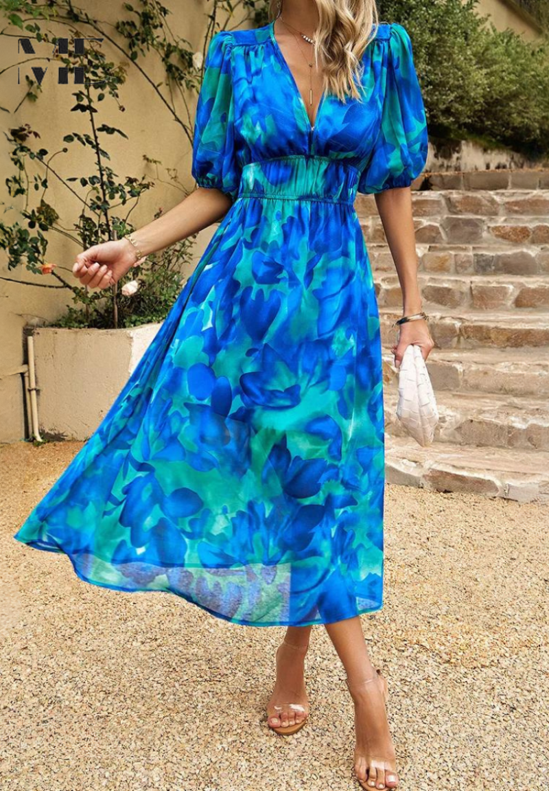 Women's Floral Print Dress with Botanical Design and Relaxed Fit - Seldom Seen Styles