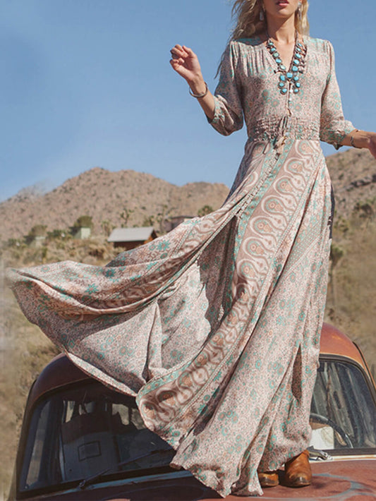 V-Neck Chiffon Sexy Maxi Dress Robe Longue Western Femme Long Summer Dress - Seldom Seen Styles