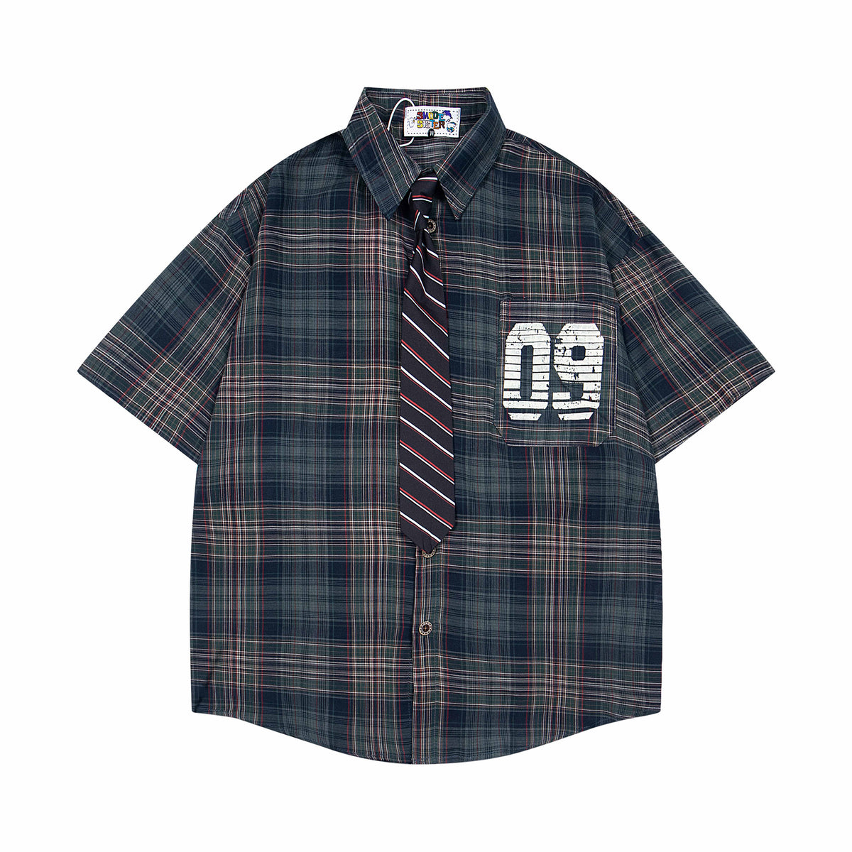 Varsity Plaid '09 Men's Oversized Sleeve Shirt - Seldom Seen Styles
