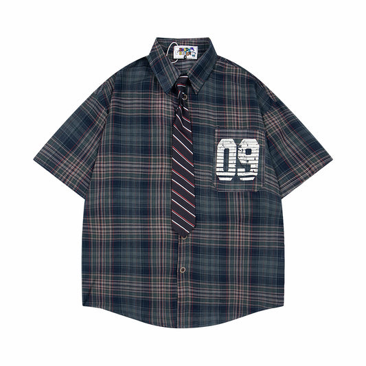 Varsity Plaid '09 Men's Oversized Sleeve Shirt - Seldom Seen Styles