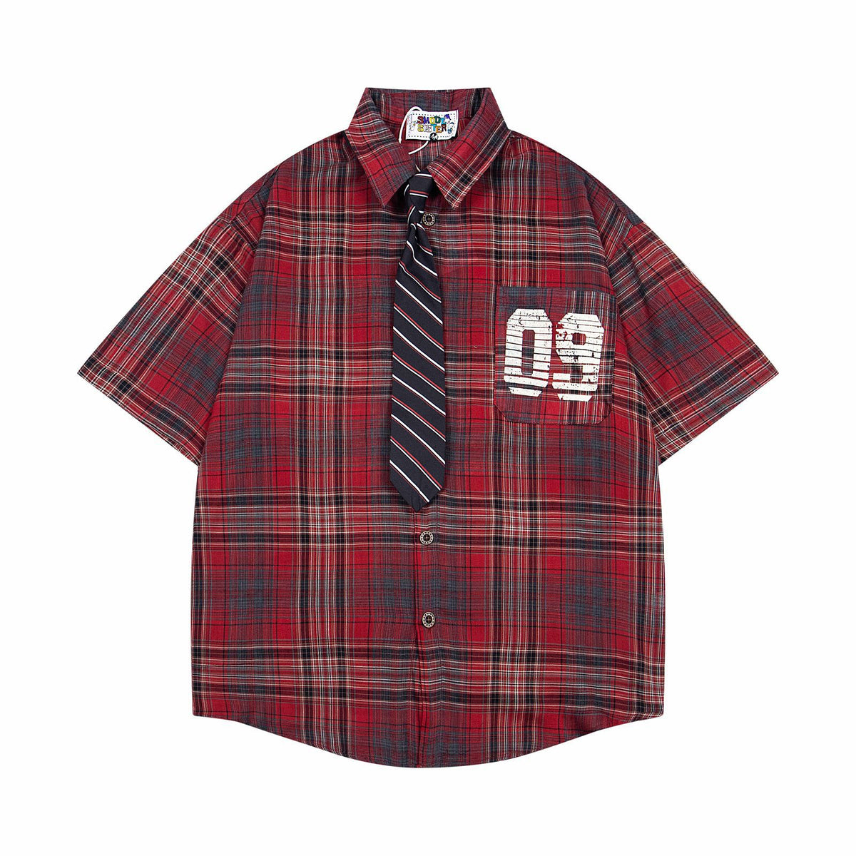 Varsity Plaid '09 Men's Oversized Sleeve Shirt - Seldom Seen Styles