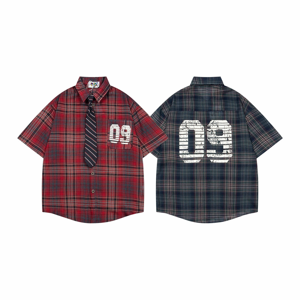 Varsity Plaid '09 Men's Oversized Sleeve Shirt - Seldom Seen Styles