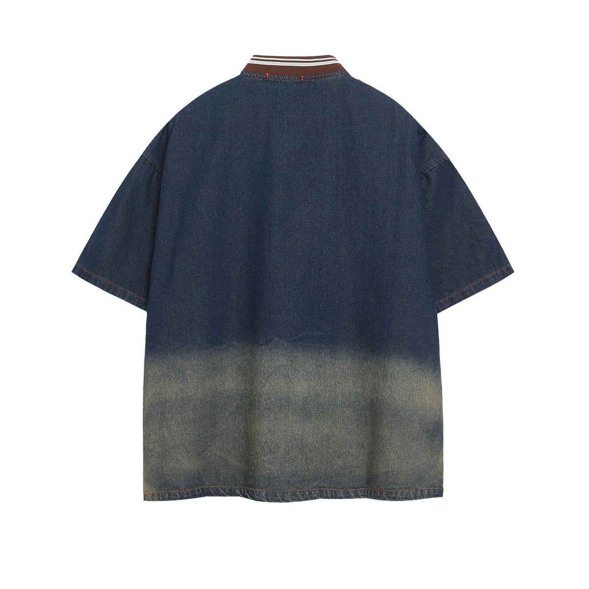 Vintage Brooklyn Ombre Denim Shirt 或 Denim Embroidered Letter Loose Shirt - Seldom Seen Styles