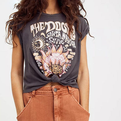 Haut à manches courtes à imprimé vintage