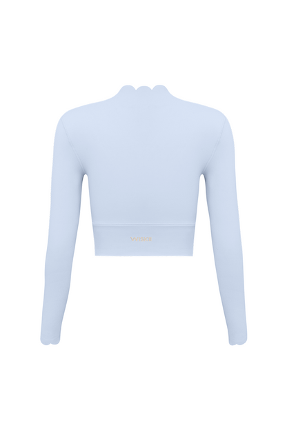 Scallop Cropped Long Sleeve Top