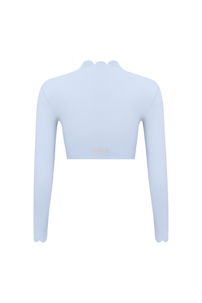 Scallop Cropped Long Sleeve Top