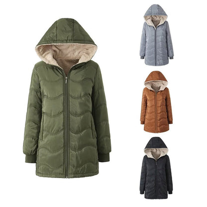 Warme Jacke mit Kapuze und Reißverschluss für Damen