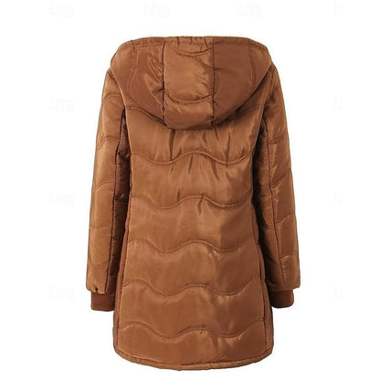 Warme Jacke mit Kapuze und Reißverschluss für Damen