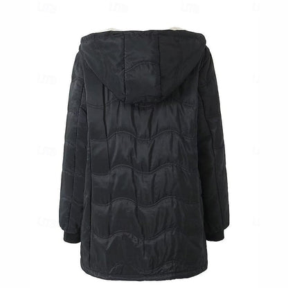 Warme Jacke mit Kapuze und Reißverschluss für Damen