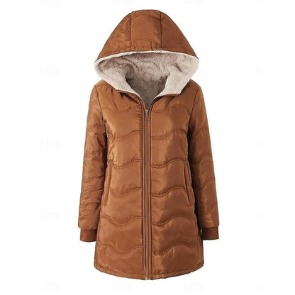 Warme Jacke mit Kapuze und Reißverschluss für Damen