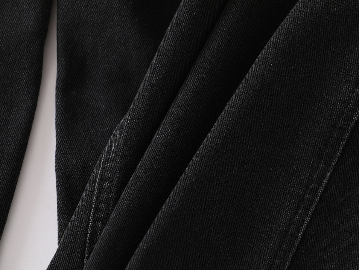 Washed Black Curved Paneled Baggy Jeans - Seldom Seen Styles