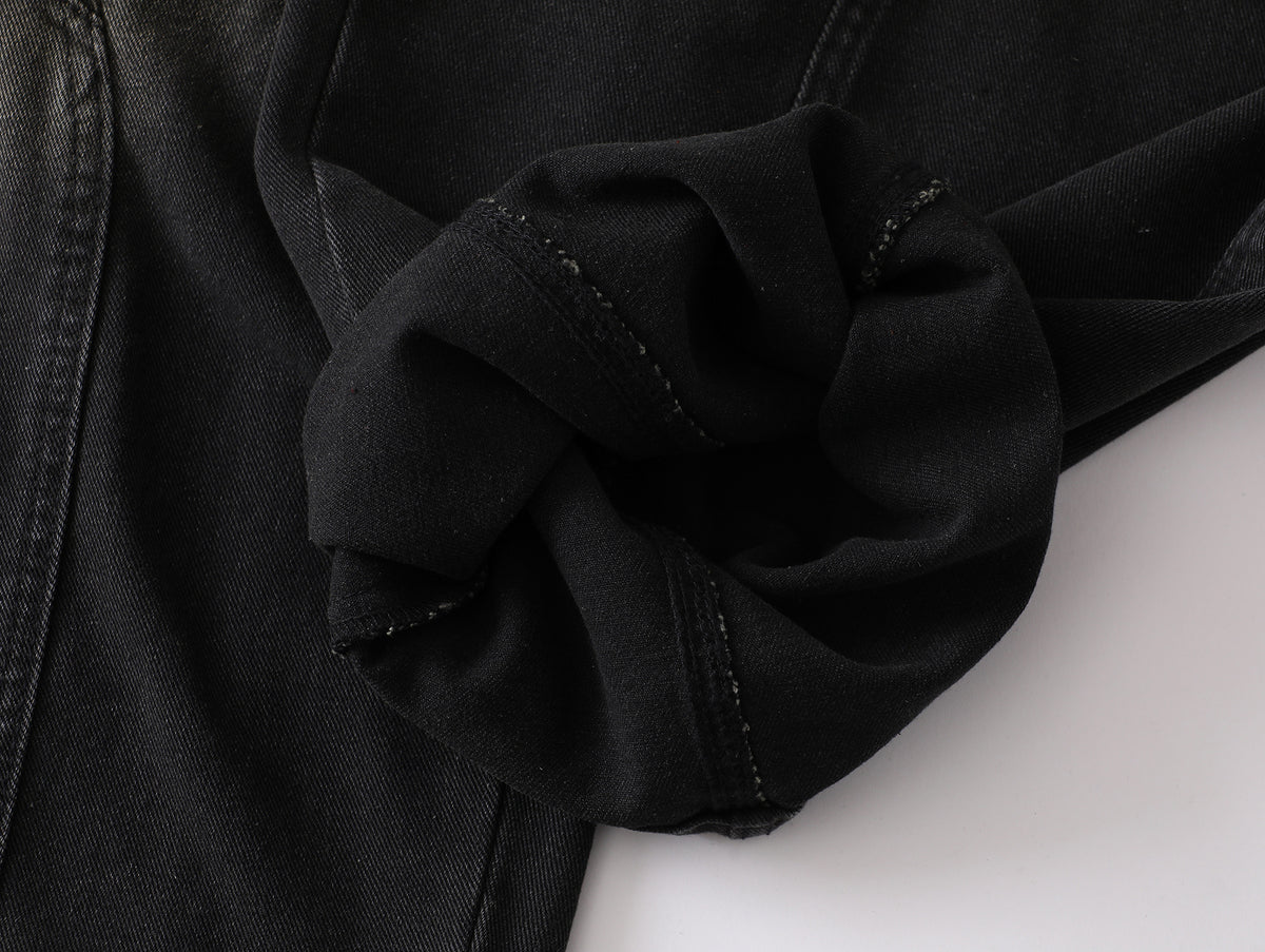 Washed Black Curved Paneled Baggy Jeans - Seldom Seen Styles