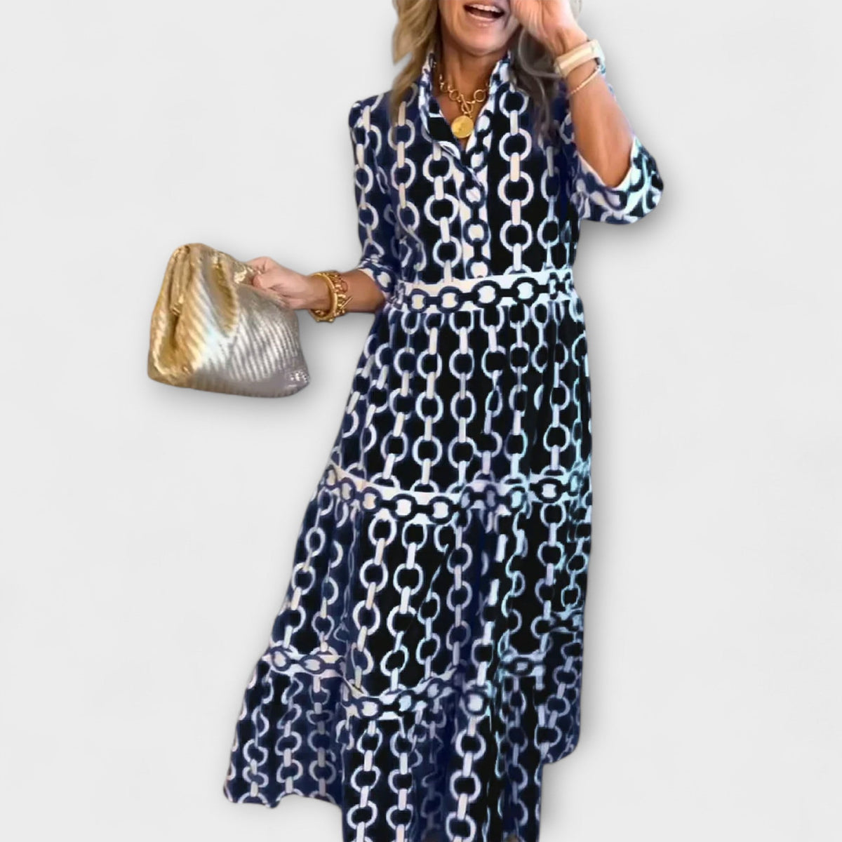 Wendy™ | Midi Dress with Chain Pattern - Seldom Seen Styles