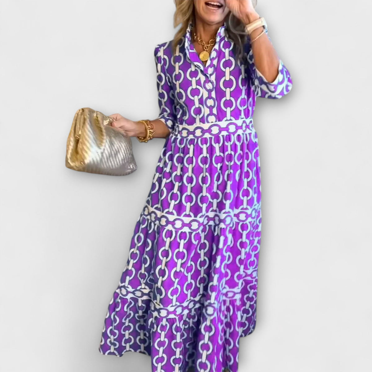 Wendy™ | Midi Dress with Chain Pattern - Seldom Seen Styles