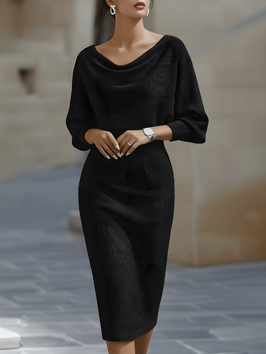White Draped Batwing Midi Dress - Seldom Seen Styles