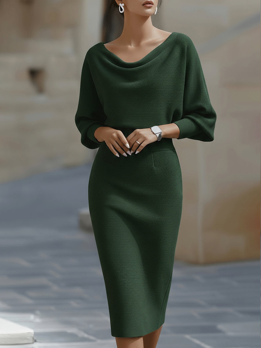 White Draped Batwing Midi Dress - Seldom Seen Styles