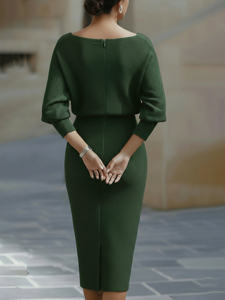 White Draped Batwing Midi Dress - Seldom Seen Styles