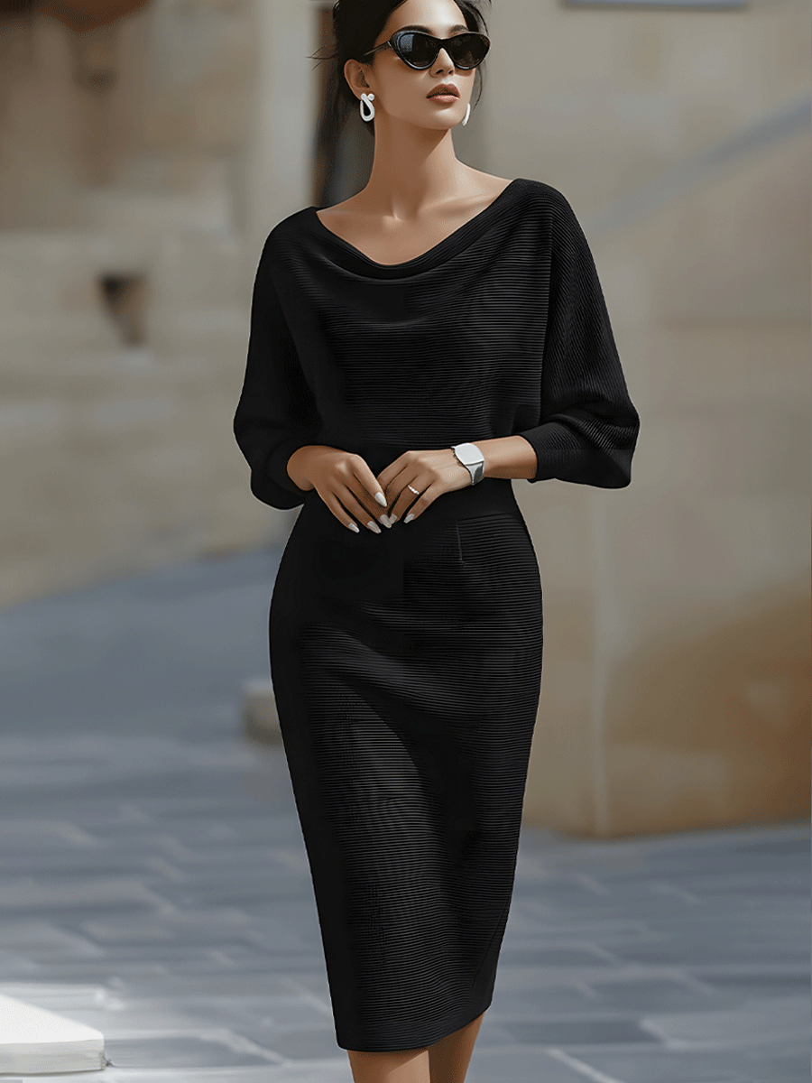 White Draped Batwing Midi Dress - Seldom Seen Styles