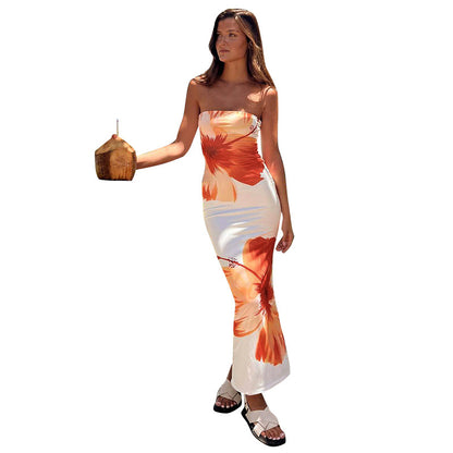 Arizona Maxikleid mit weißem Blumenmuster