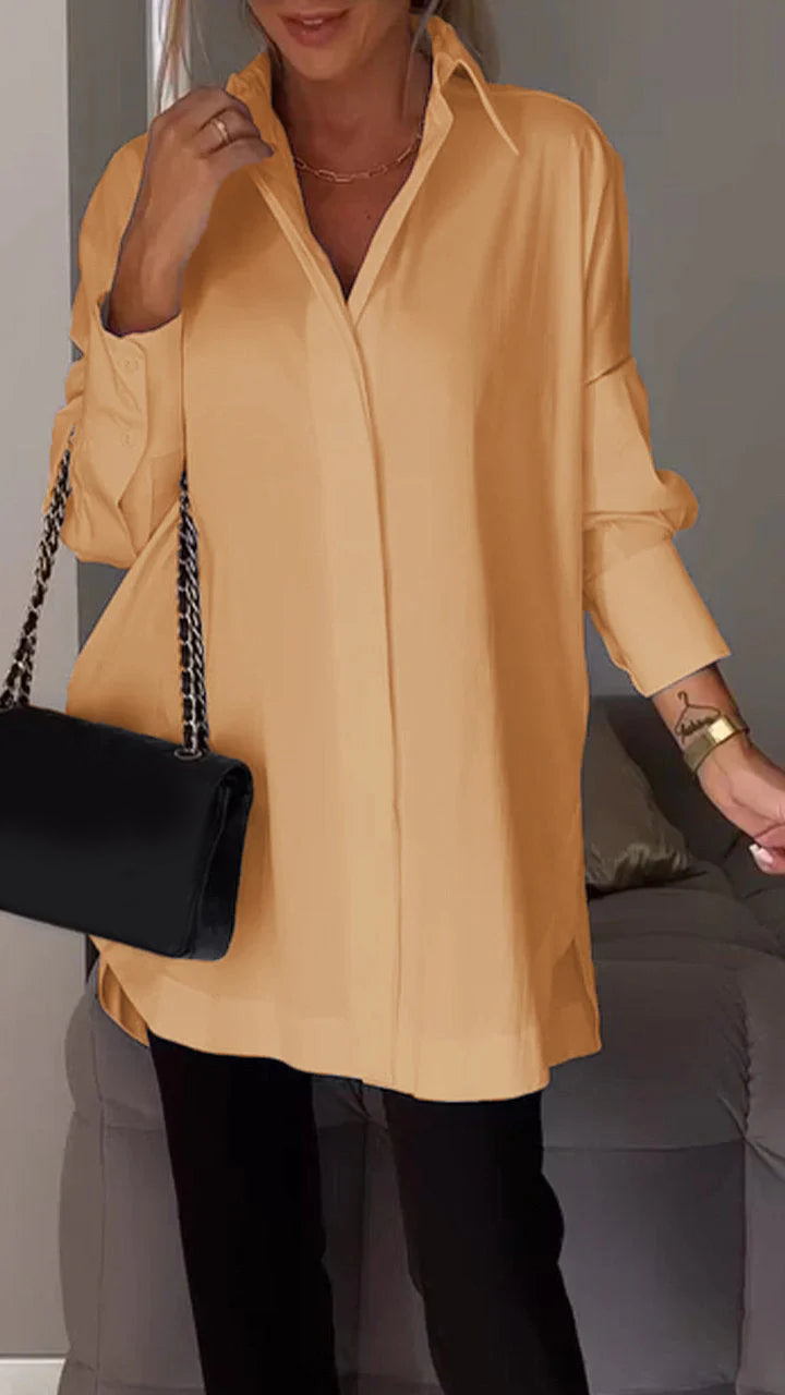 White Lapel Slit Shirt - Seldom Seen Styles