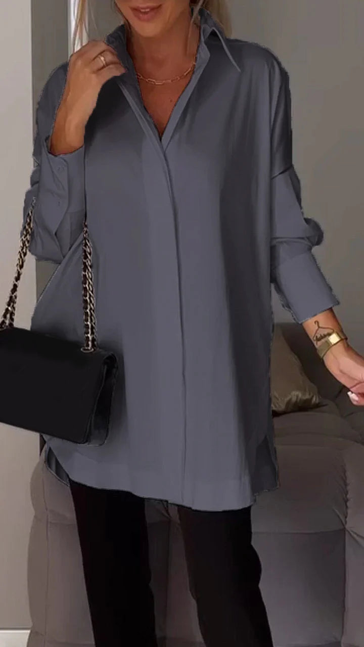White Lapel Slit Shirt - Seldom Seen Styles