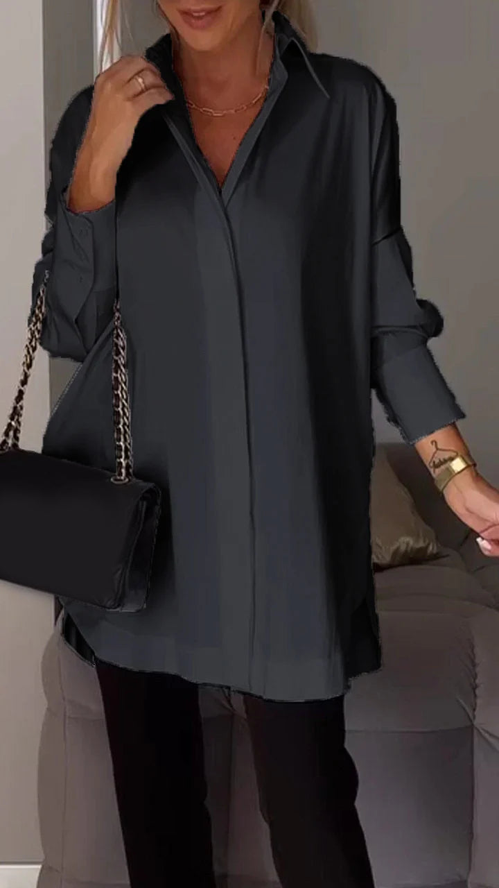 White Lapel Slit Shirt - Seldom Seen Styles