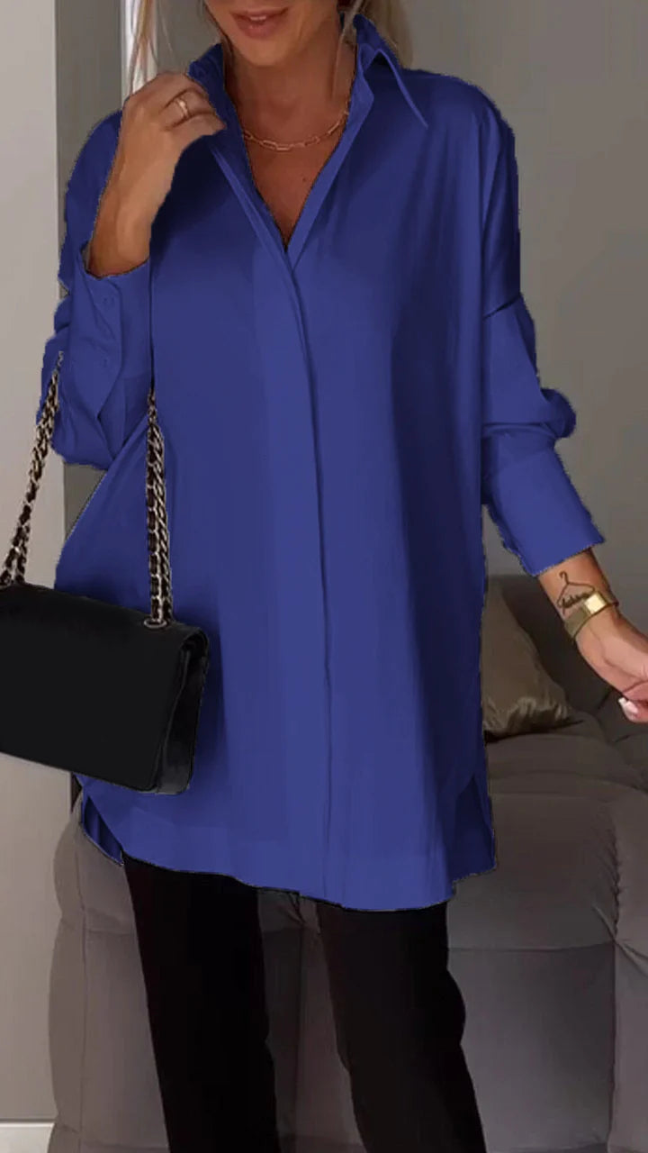 White Lapel Slit Shirt - Seldom Seen Styles